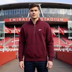 OFFICIAL ARSENAL FC 1/4 ZIPPER SWEATER MAROON FRONT POUCH PULLOVER SIZE L